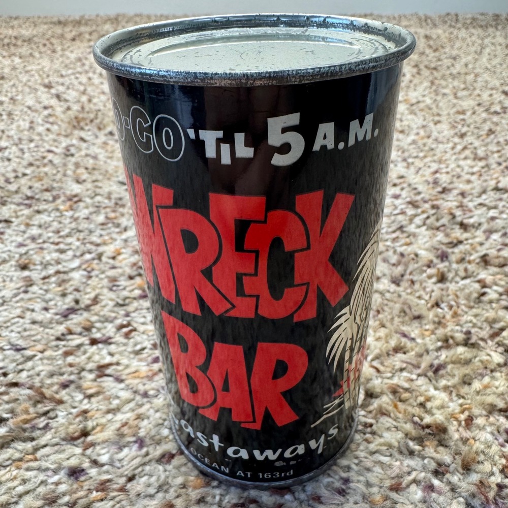Vintage Castaways Wreck Bar Miami Beach Go-Go Til 5 AM Souvenir Tin Black‎ Red
